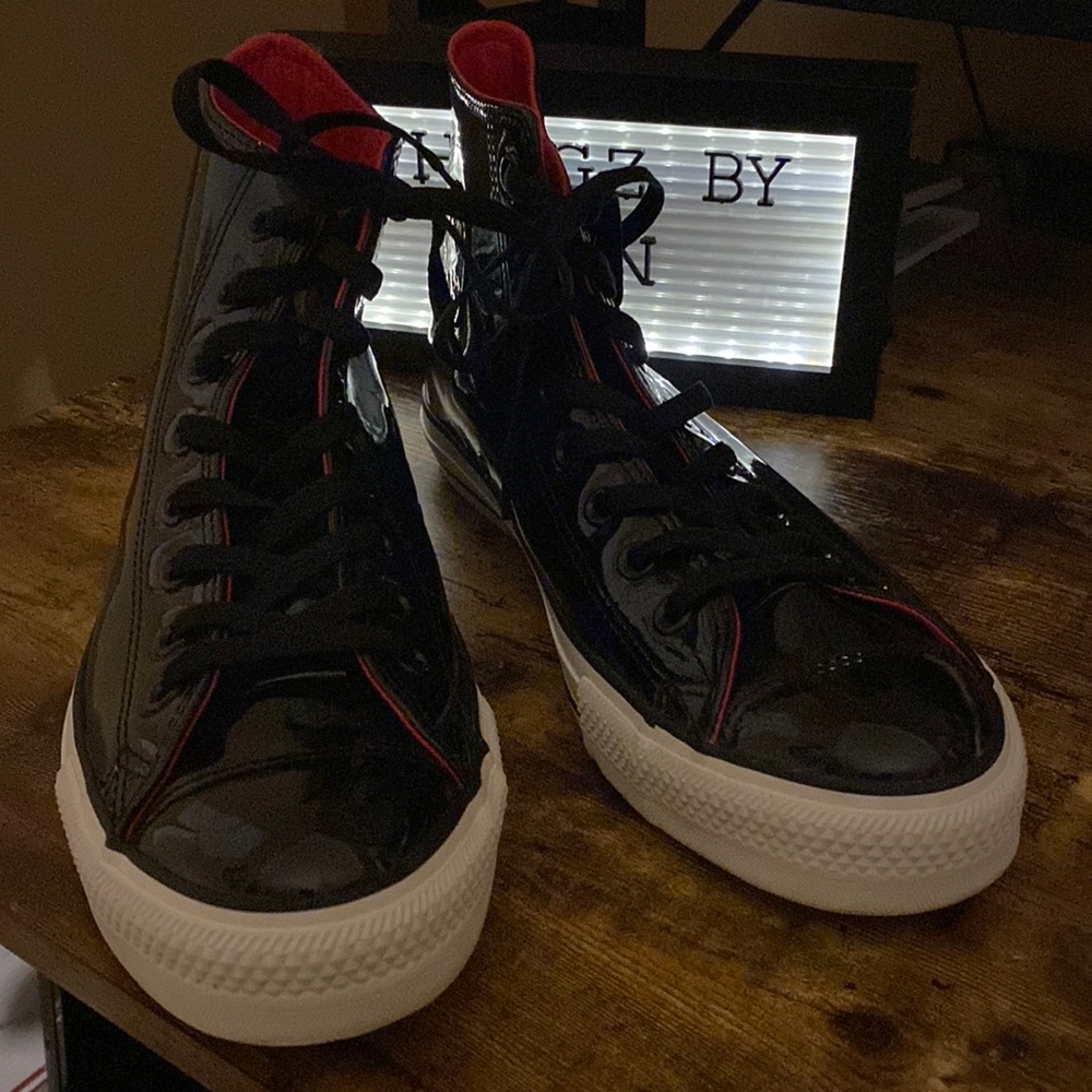 Black Patent High Top Converse All Stars